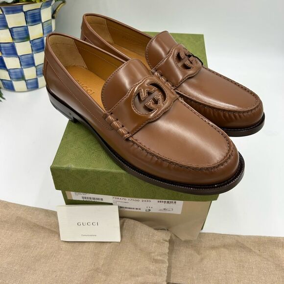 Men’s Gucci interlocking GG leather loafers size 11.5 made in Italy - Picture 9 of 10